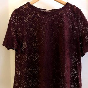 Maroon lace blouse (M, Loft)